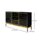 Glam Sideboard Buffet Mirrored 3 Drawers and 2 Doors Cabinets Buffet Sideboard Clearhalo 'buffet_sideboard' 'Buffets & Sideboards' 'furn' 'furn_buffet_sideboard' 'Furniture' 'Kitchen & Dining Furniture' 1200x1200_a67dca63-99c1-48a2-af52-a88f94a9fe85