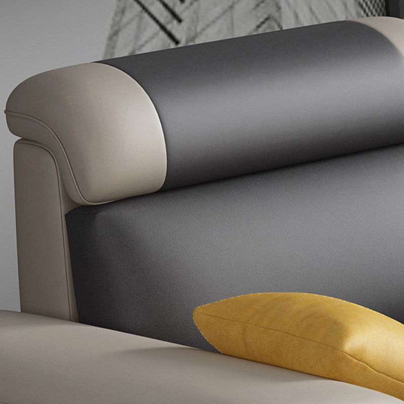 Faux Leather Pillow Top Arm Sectional with Pillowed Back Cushions for Living Room Clearhalo 'furn' 'furn_sectionals' 'Furniture' 'furniture_sectionals' 'kitchen' 'kitchen_sectionals' 'Living Room Furniture' 'Sectionals' 1200x1200_a680c067-136b-4aa7-9136-df5e0cf58c6c