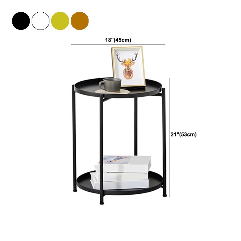 Tavolino rotondo in metallo della metà del secolo gambe trasversali diagnostruiti da 17,72 "