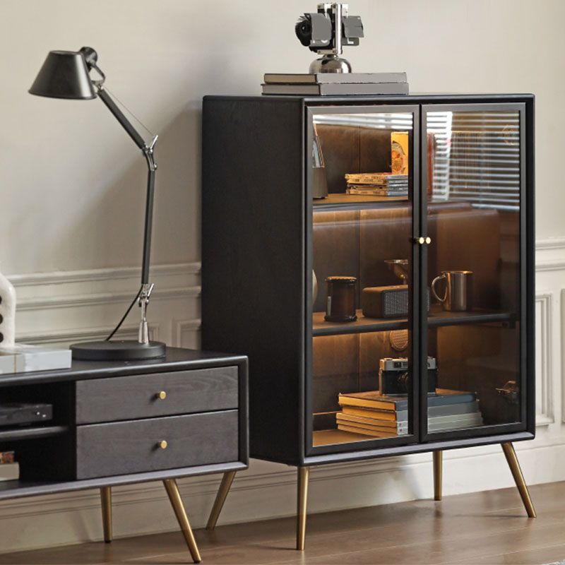 Modernism Wood Sideboard Table Glass Server Shelves Included for Living Room Clearhalo 'buffet_sideboard' 'Buffets & Sideboards' 'furn' 'furn_buffet_sideboard' 'Furniture' 'Kitchen & Dining Furniture' 1200x1200_a6822dce-4762-46b0-8484-42d8daa79c24