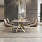 Set di dinette glam beige per casa 1/4/5/7 pezzi set da pranzo in pietra