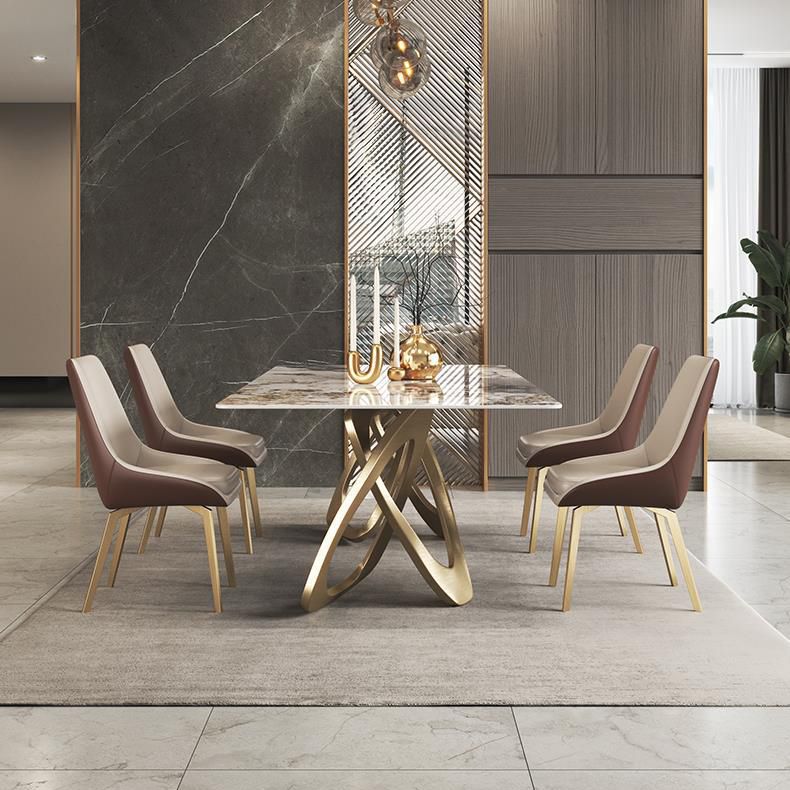 Set di dinette glam beige per casa 1/4/5/7 pezzi set da pranzo in pietra