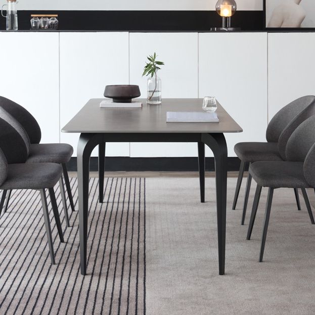 Mesa gris industrial para mesa de comedor de restaurantes con base de comida y 4 patas