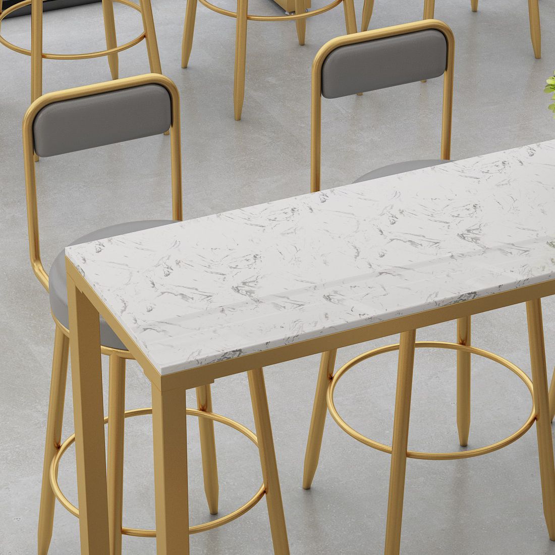 Glam Rectangle Stone Bar Table Indoor Iron Bar Table with Trestle Pedestal, Only Table Clearhalo 'Bar Furniture' 'Bar Tables' 'bar_tables' 'furn' 'furn_bar_tables' 'Furniture' 'furniture_bar_tables' 'Kitchen & Dining Furniture' 1200x1200_a68c20f7-2d8d-46c1-afc0-d0cbec2d5f9e