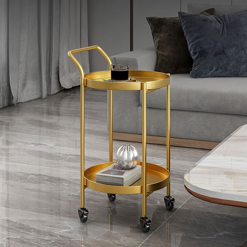 Mid-Century Tray Top Corner Table 4 Legs Metal Side End Table with Storage