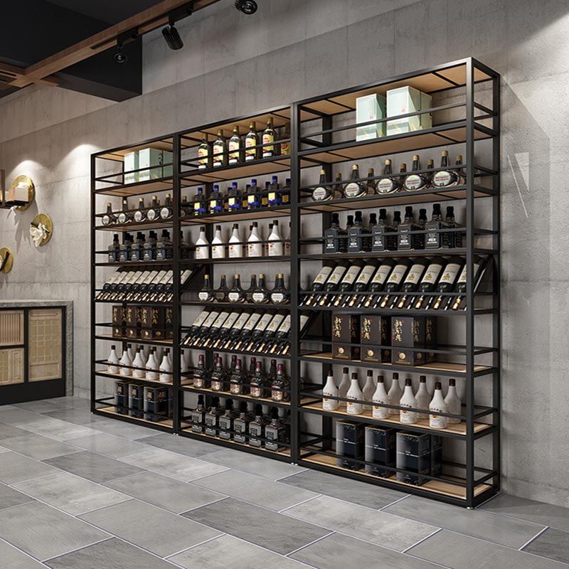 Modern Floor Wine Rack Kit Metal Wine Holder Rack with Shelf