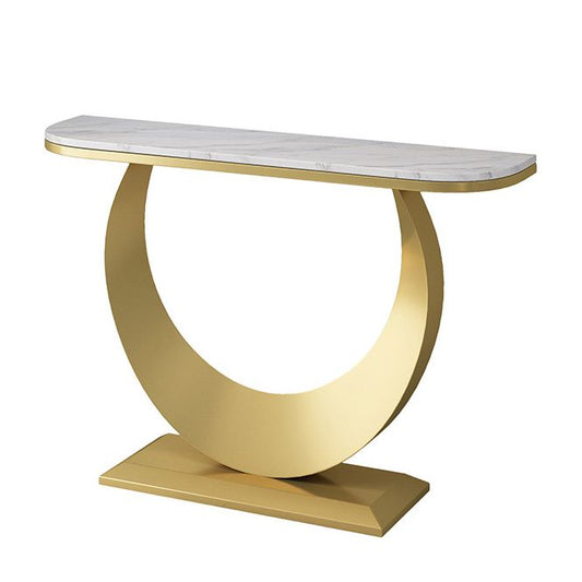 11.81" W Contemporary Console Accent Table Antique Finish Half Moon Console Sofa Table