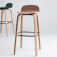 Plastic Low Back Bar Stools Scandinavian Beech Wood Base Barstool