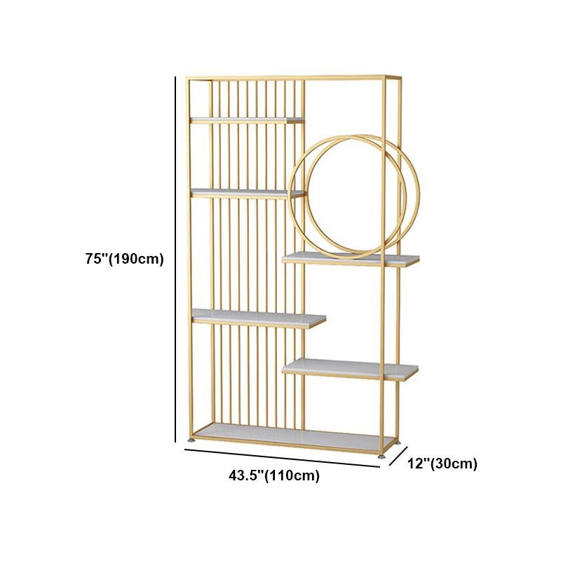 Glam Style Open Bookshelf Metal 6-shelf Bookcase for Home Office Clearhalo 'Bookcases' 'furn' 'furn_bookcases' 'Furniture' 'furniture_bookcases' 'Office Furniture' 1200x1200_a69238ec-bf6d-479b-b88b-cf8fed2a15f3