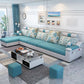 Blue Linen Blend Sloped Arms Sofa/Sectional with Slipcovered and Storage