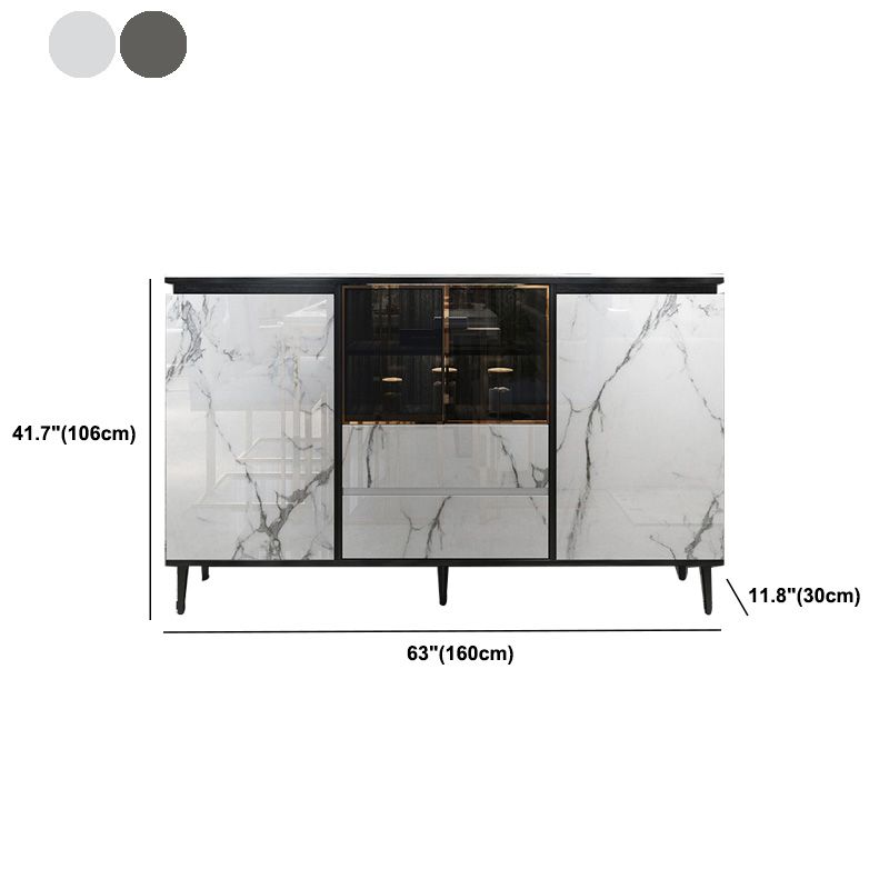 Glam Cabinets Dining Buffet 2-Drawer Glass Doors Buffet Sideboard Clearhalo 'buffet_sideboard' 'Buffets & Sideboards' 'furn' 'furn_buffet_sideboard' 'Furniture' 'Kitchen & Dining Furniture' 1200x1200_a696d9e9-5747-4521-9e5d-c1b8c17bb3b5