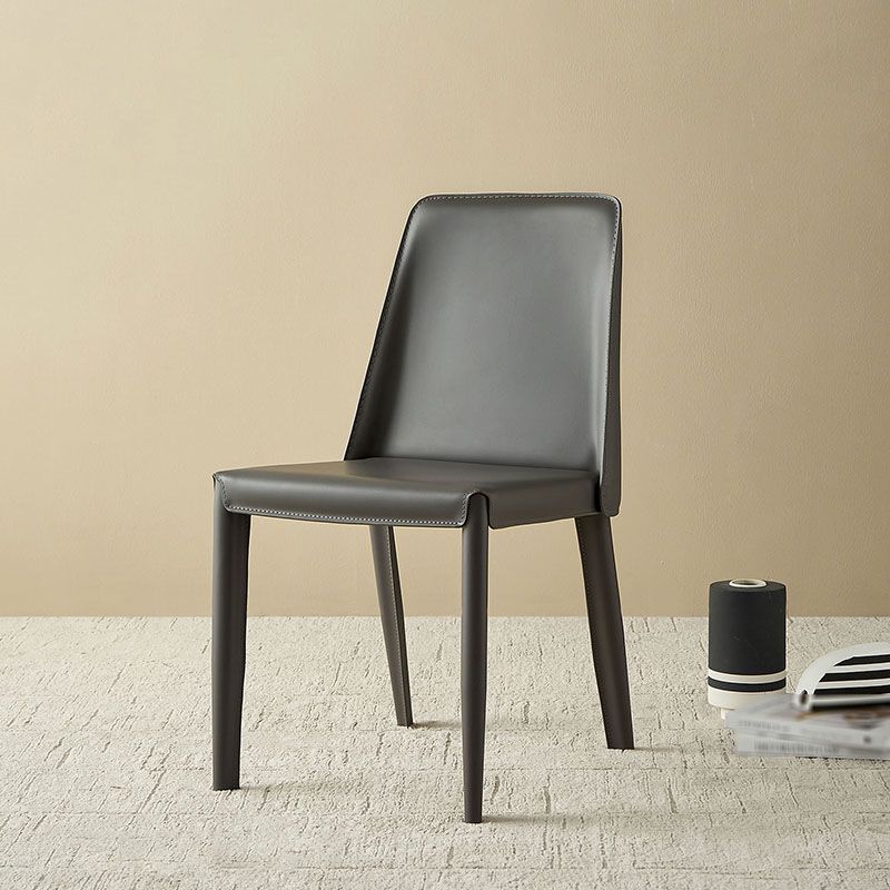 Modern Leather Dining Room Chair Metal Armless Chair for Restaurant Use Clearhalo ' kitchen&dining_furn' 'Dining Chairs' 'Dining Tables & Seating' 'dining_chair' 'furn' 'furn_dining_chair' 'Furniture' 'furniture_dining_chair' 'Kitchen & Dining Furniture' 'kitchen' 1200x1200_a6990ecc-db57-4640-a6b5-f1e6986aa623