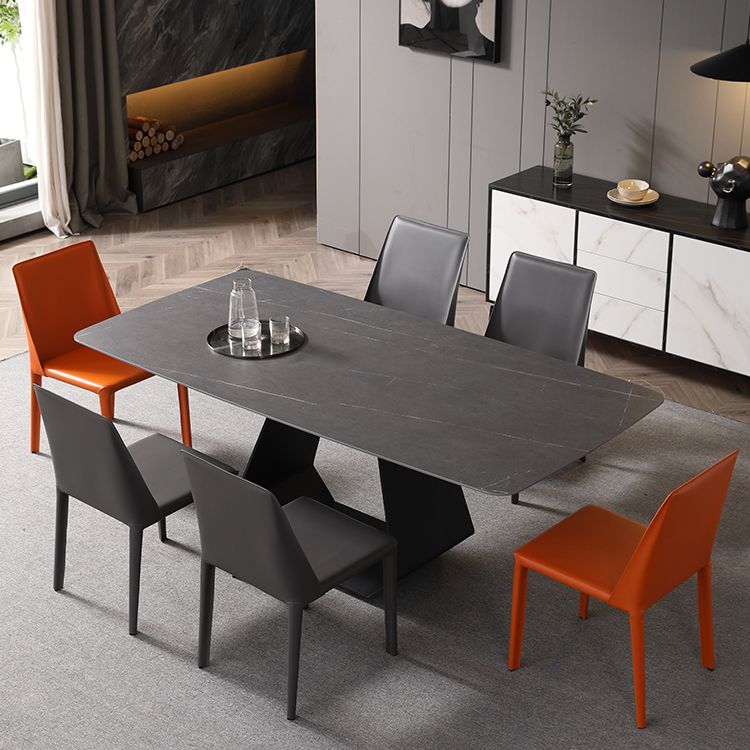 Modern 1/3/4/5/7 Pieces Grey Dining Table Set with Sintered Stone Top Steel Dinette Set Clearhalo 'Dining Room Sets' 'Dining Tables & Seating' 'dining_room_set' 'furn' 'furn_dining_room_set' 'Furniture' 'furniture_dining_room_set' 'Kitchen & Dining Furniture' 'kitchen&dining_furn' 'kitchen' 1200x1200_a69afdca-ab4b-4119-8d45-f86abfd15bea