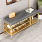 Metal Cushioned Bench Modern Seating Bench with Shelves for Entryway Clearhalo 'Benches' 'Chairs & Seating' 'furn' 'furn_benches' 'Furniture' 'Living Room Furniture' 1200x1200_a6a12f01-5ba8-4049-b27b-1c4631b4c48b