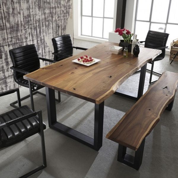 Industrial Pine Wood Table for Restaurant Dining Table with Double Pedestal Clearhalo 'Dining Tables & Seating' 'Dining Tables' 'dining_table' 'furn' 'furn_dining_table' 'Furniture' 'furniture_dining_table' 'Kitchen & Dining Furniture' 'kitchen' 'kitchen_dining_table' 1200x1200_a6a17234-f07f-4ffb-9ae8-1a78776a4085