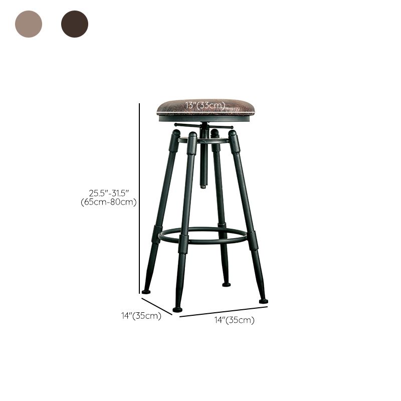 Industrial Armless Rotatable Counter Stool Iron Bar Stool with  Pedal