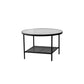 Modern 17.7"H Round Glass Cocktail Table Iron 4 Legs Coffee Table with Shelf Clearhalo 'Coffee & Accent Tables' 'Coffee Tables' 'coffee_tables' 'furn' 'furn_coffee_tables' 'Furniture' 'Living Room Furniture' 1200x1200_a6a25c4c-badb-4761-9e57-0def2ff846f0