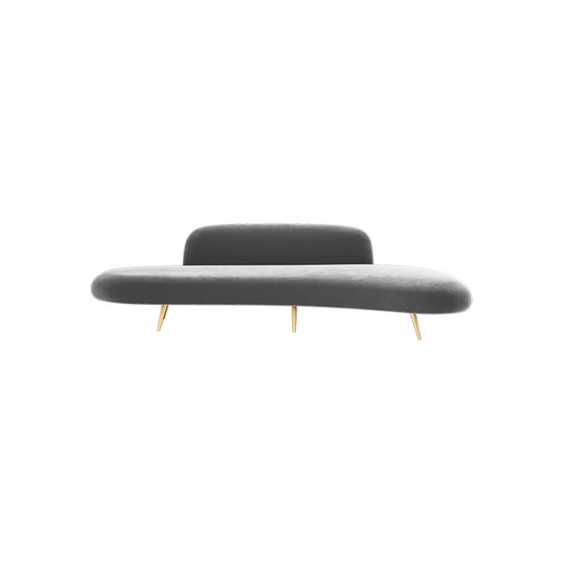 Contemporary Tight Back Armless Settee Fabric Curved Settee with Hair Pin Legs