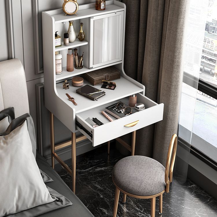 Luxurious Vanity Set 1/2 Storage Drawers with Mirror & Padded Stool Clearhalo 'Bedroom Furniture' 'furn' 'furn_makeup_vanities' 'Furniture' 'Makeup Vanities' 'makeup_vanities' 1200x1200_a6a3a2b0-168f-420e-a31d-41b2a75b1ddd
