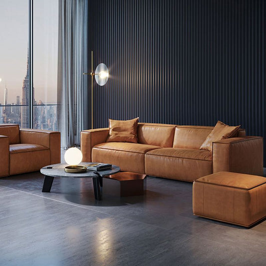 Servels per braccio quadrato moderno, divano sezionale in pelle genuina