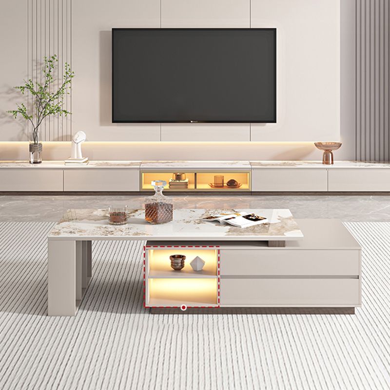 Glam Coffee Table Rectangle Stone Single Cocktail Table with Storage Drawers Clearhalo 'Coffee & Accent Tables' 'Coffee Tables' 'coffee_tables' 'furn' 'furn_coffee_tables' 'Furniture' 'Living Room Furniture' 1200x1200_a6a4647e-7bf4-48b8-a8ab-781ecfe48dd3