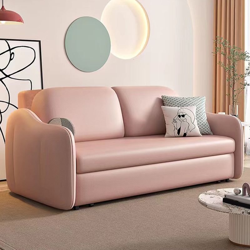 Faux leather Sleeper Sofa with Pillow Back Sofa Bed with Detachable Mattress Clearhalo 'furn' 'furn_futons' 'Furniture' 'Futons & Daybeds' 'Futons' 'Living Room Furniture' 1200x1200_a6a63e99-0933-4894-b0f6-60ec52a237c7