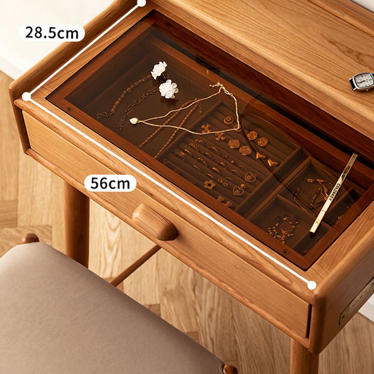 Minimalism Solid Wood Makeup Table Vanity Stool with Drawers and Mirror Clearhalo 'Bedroom Furniture' 'furn' 'furn_makeup_vanities' 'Furniture' 'Makeup Vanities' 'makeup_vanities' 1200x1200_a6a77125-2566-4198-a149-5059c6b817e0