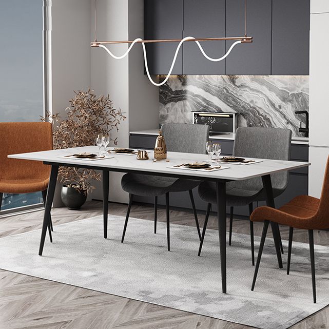 Rectangle Two-Color Dining Table Sintered Stone Table Industrial with 4 Legs Clearhalo ' dining_table' 'Dining Tables & Seating' 'Dining Tables' 'furn' 'furn_dining_table' 'Furniture' 'furniture_dining_table' 'Kitchen & Dining Furniture' 'kitchen&dining_furn' 'kitchen' 'kitchen_dining_table' 1200x1200_a6a8dd28-9da2-4555-8e18-f55dd7121318