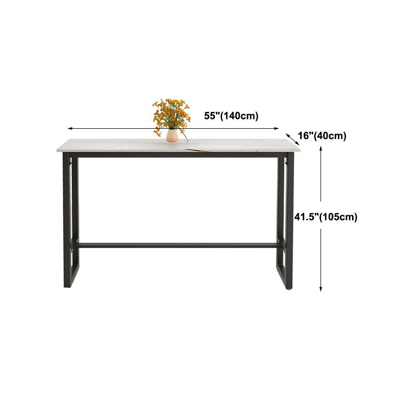 Modern Black Iron Bar Dining Table with White Stone Top Rectangle Indoor Bistro Table Clearhalo 'Bar Furniture' 'Bar Tables' 'bar_tables' 'furn' 'furn_bar_tables' 'Furniture' 'furniture_bar_tables' 'Kitchen & Dining Furniture' 1200x1200_a6a94c1d-9e22-42a4-917b-ef48bce8e565
