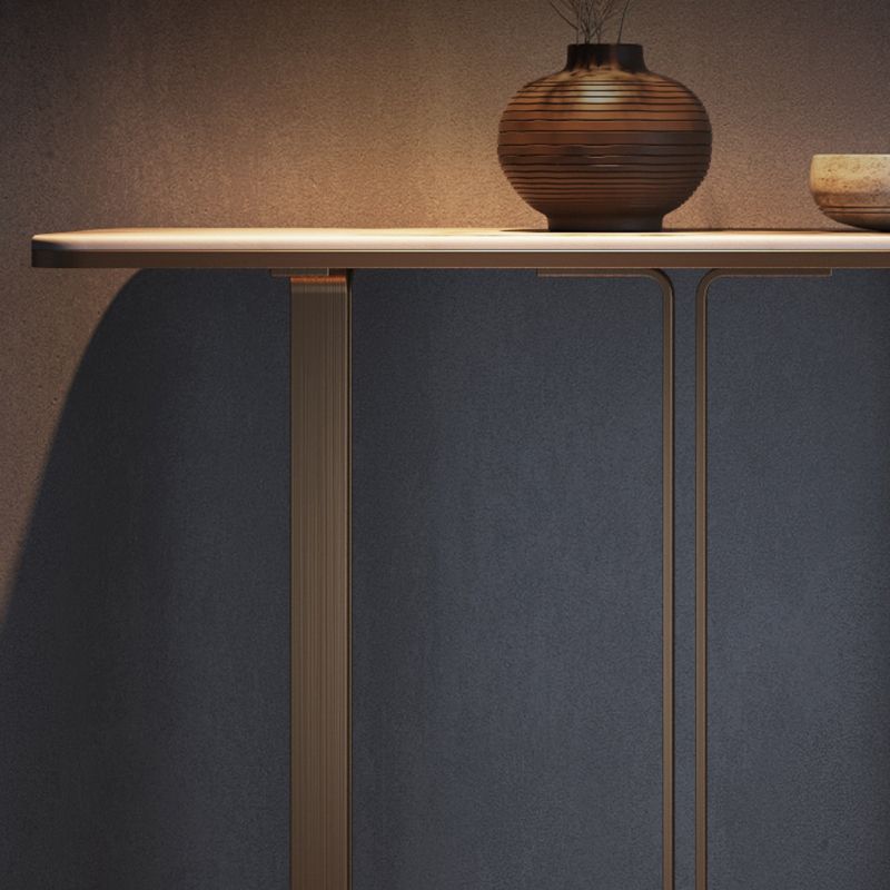 Modern Rectangular Console Table Stone Console Sofa Table in Gold