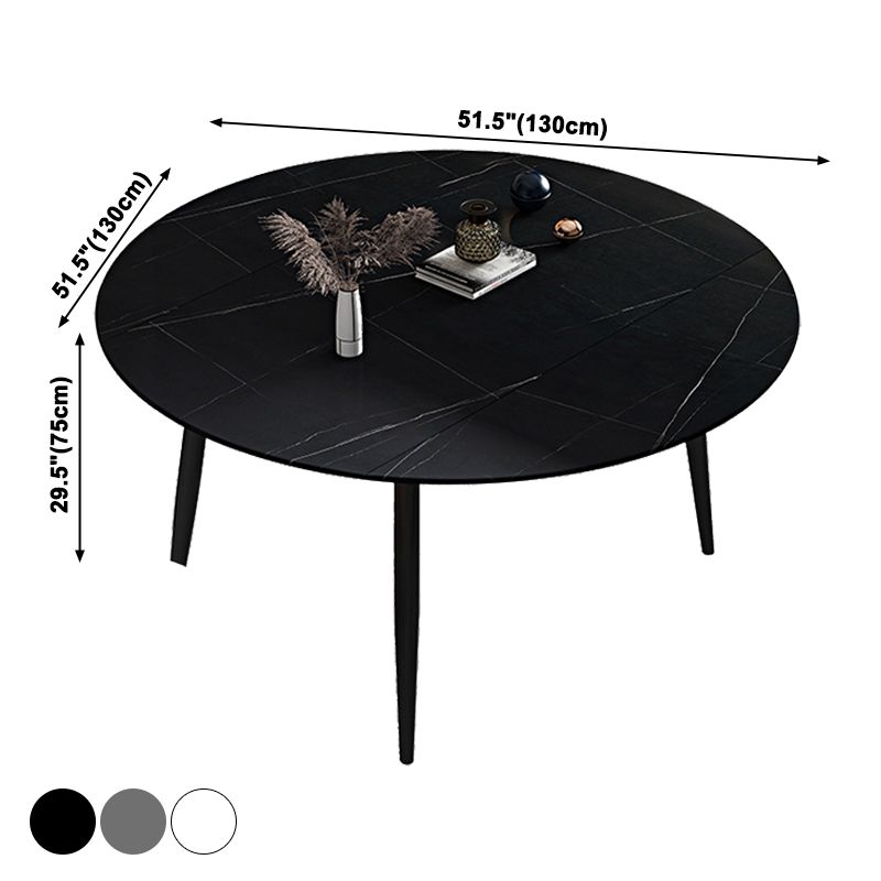 Contemporary Round Dining Table Sintered Stone Dining Table with 4 Black Legs Clearhalo ' dining_table' 'Dining Tables & Seating' 'Dining Tables' 'furn' 'furn_dining_table' 'Furniture' 'furniture_dining_table' 'Kitchen & Dining Furniture' 'kitchen&dining_furn' 'kitchen' 'kitchen_dining_table' 1200x1200_a6aa490b-2796-4083-97db-305d3e749f63