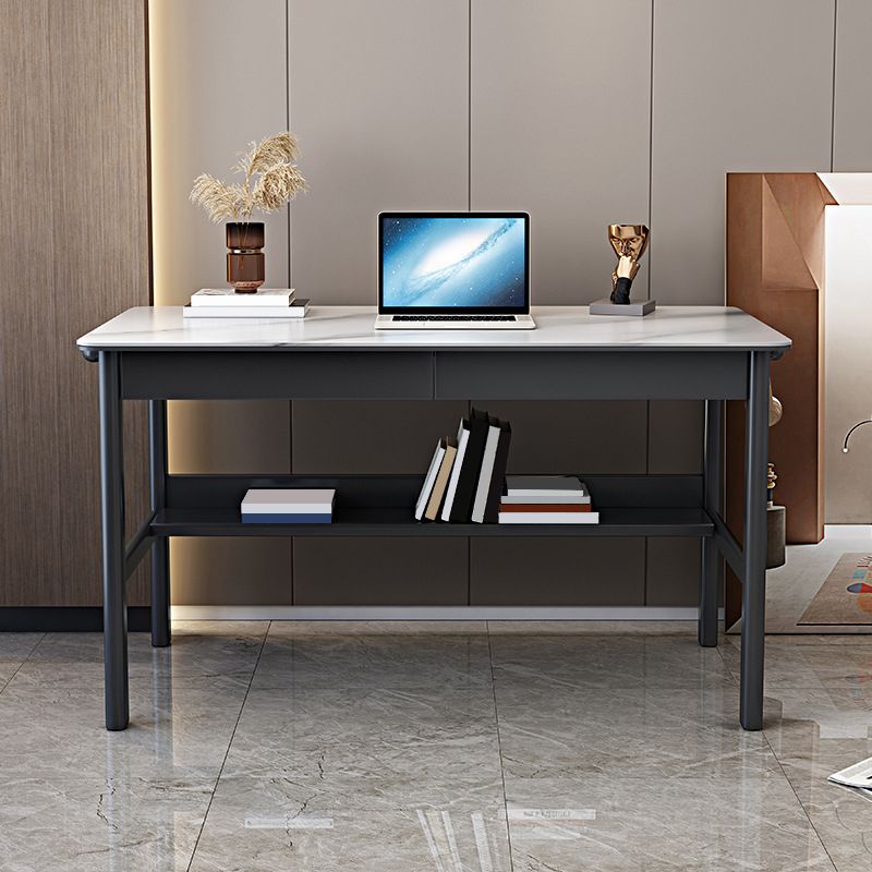 Contemporary Solid Wood Office Desk Antique Finish Computer Desk Clearhalo 'furn' 'furn_office_desk' 'Furniture' 'Office Desks' 'Office Furniture' 'office_desk' 1200x1200_a6aa6530-c3c2-49c4-9f51-c13e8ede1967