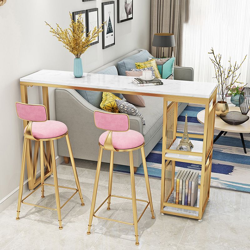 Marble Indoor Bistro Bar Table Storage Fixed Table Counter Wine Table with Storage Clearhalo 'Bar Furniture' 'Bar Tables' 'bar_tables' 'furn' 'furn_bar_tables' 'Furniture' 'furniture_bar_tables' 'Kitchen & Dining Furniture' 1200x1200_a6aaeee9-1b7e-4742-8d5e-038853863416