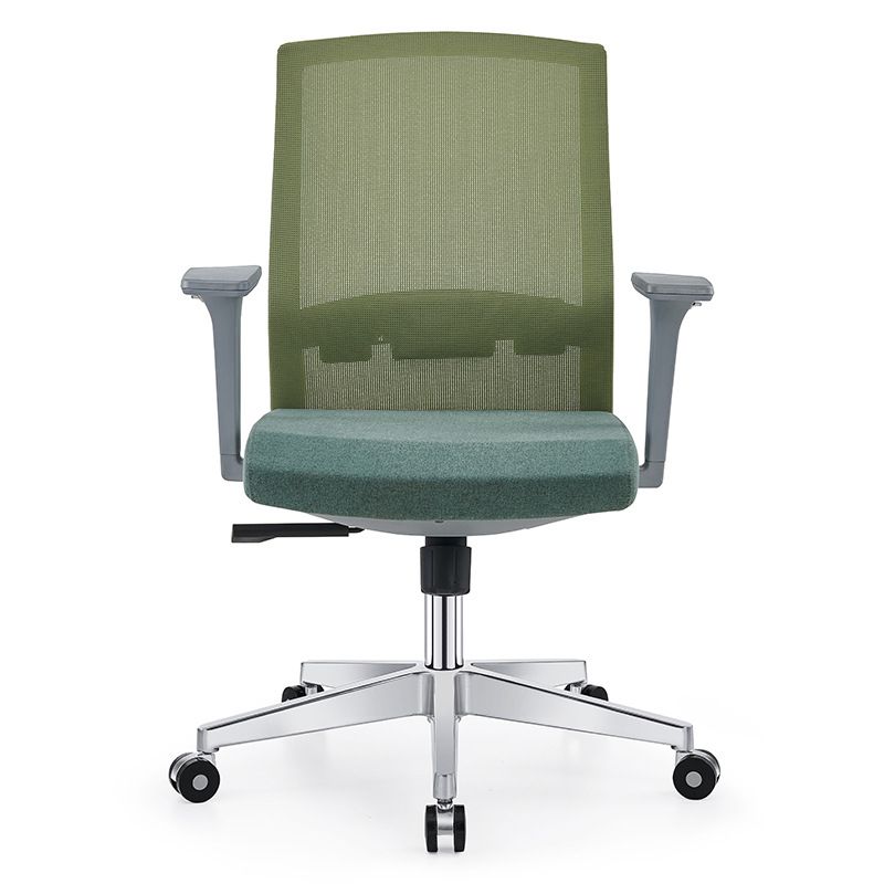 Silla de escritorio moderna con brazos fijos y ruedas Silla de oficina con respaldo medio