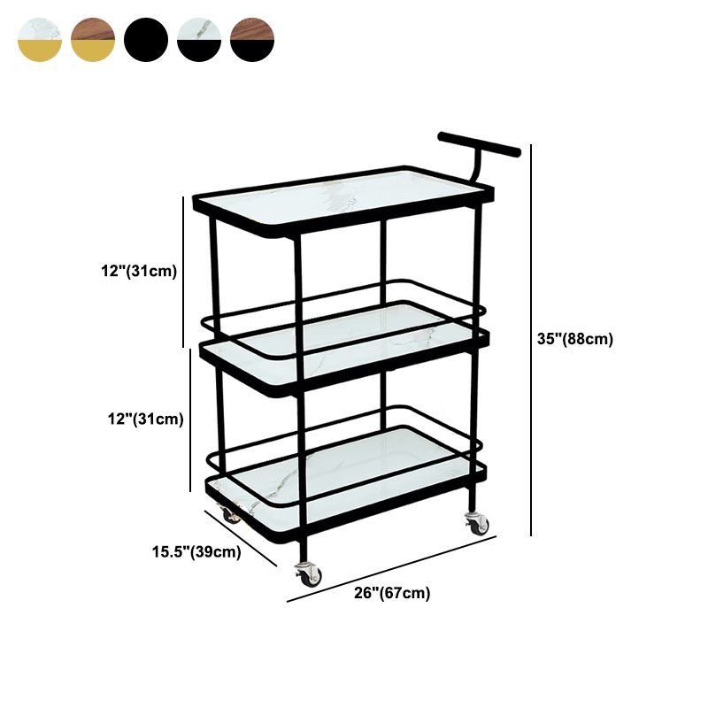 Modern 34.65"H Rolling Prep Table Rectangular Metal Prep Table for Home Use