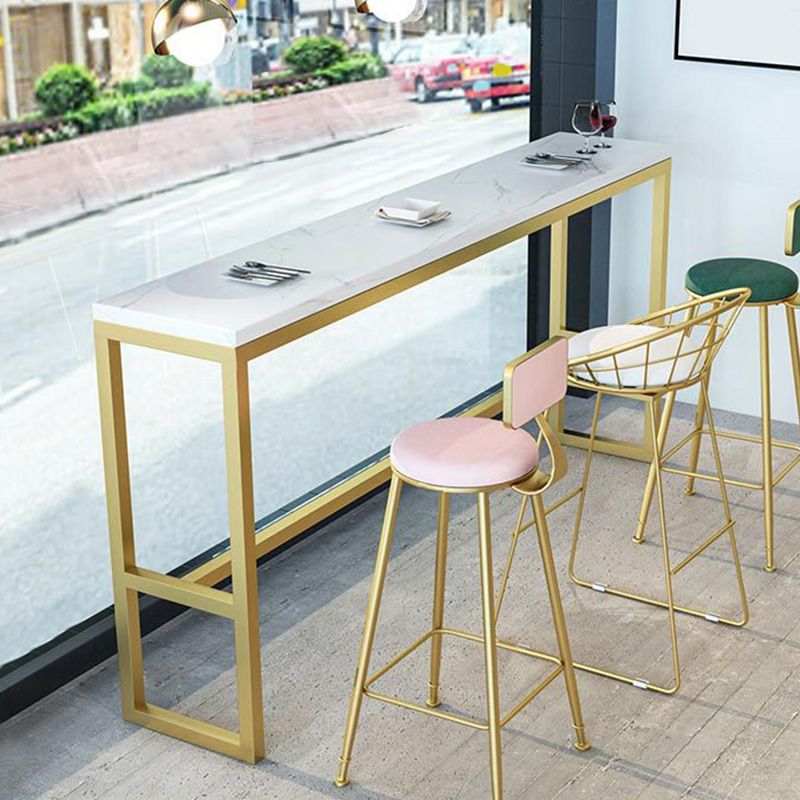 Tavolo moderno da bar alto Tavolo da pub fisso con piano in pietra bianca per patio