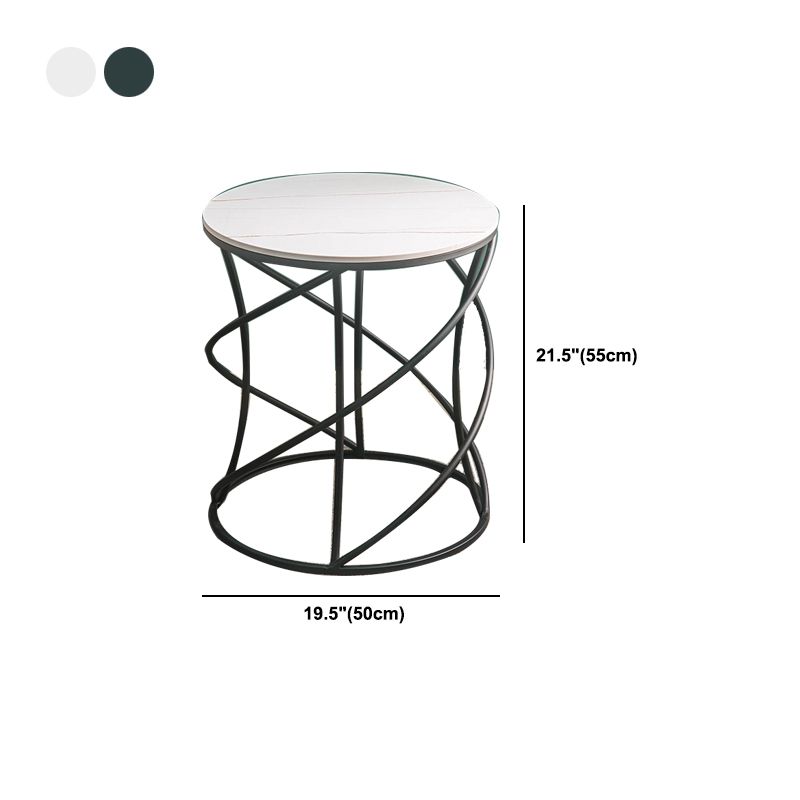 Modern Frame Slate End Table Round Minimalist Side End Table
