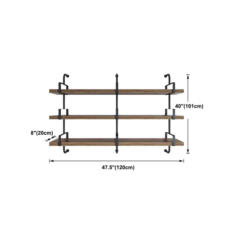 7,87 "scaffale galleggiante in legno massiccio largo industriale a parete da parete scaffale