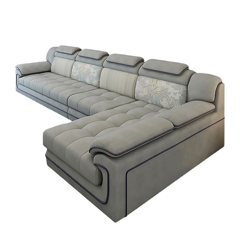 Grey Traditional Sectional Washable Pillow Top Arm Sectional for Living Room