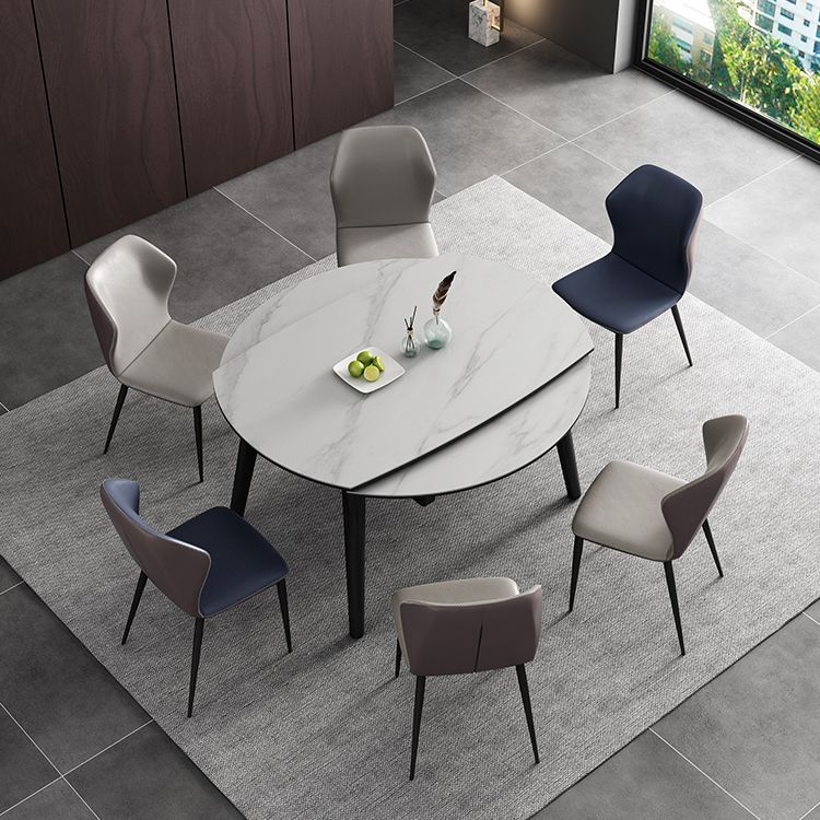 5/7 PCs set da pranzo con tavolo da pranzo pieghevole e sedie in finta pelle