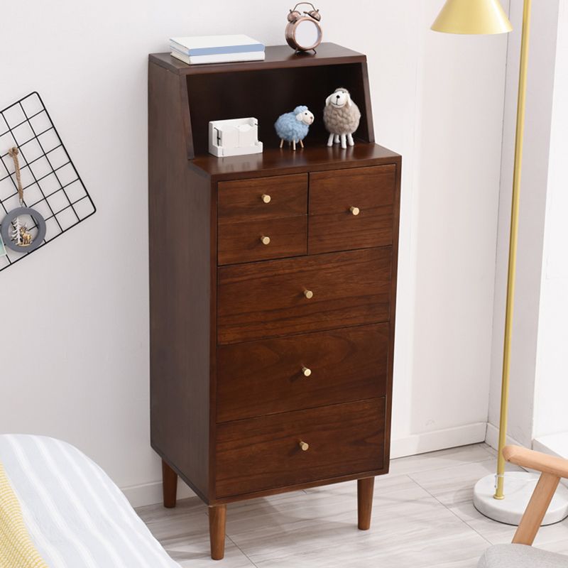 Coffre d'accentuation en bois massif avec des jambes droites de 15,74 "poitrine de large avec 6 tiroirs