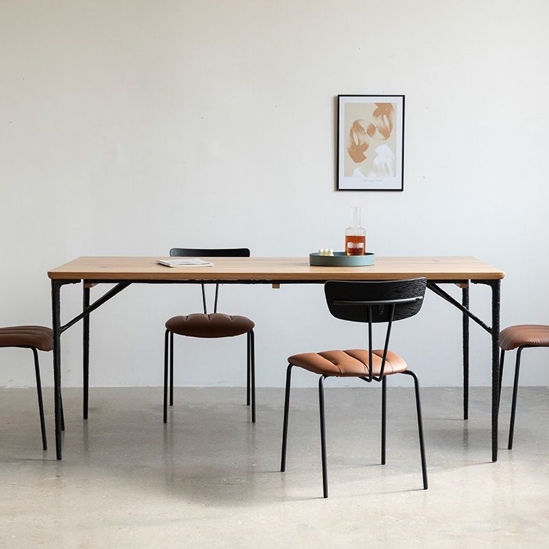 Modern Wood Rectangle Dining Table with 4 Legs Table for Dining Room Clearhalo 'Dining Tables & Seating' 'Dining Tables' 'dining_table' 'furn' 'furn_dining_table' 'Furniture' 'Kitchen & Dining Furniture' 1200x1200_a6b58b7d-bfb9-472e-aaee-6031e14300ab
