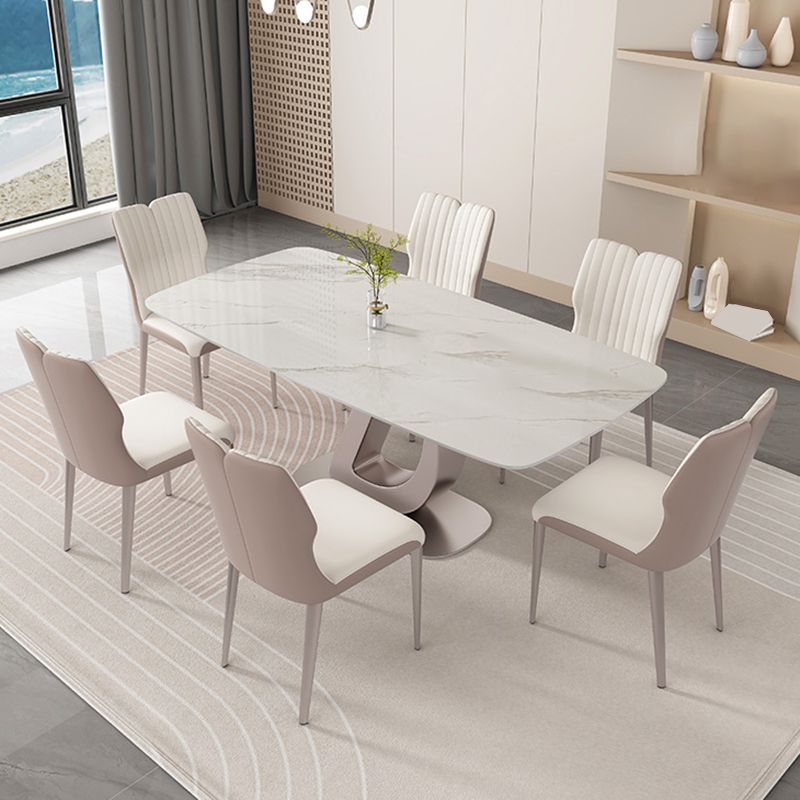 Glam eettafel, rechthoekige stenen eetkamertafel in wit