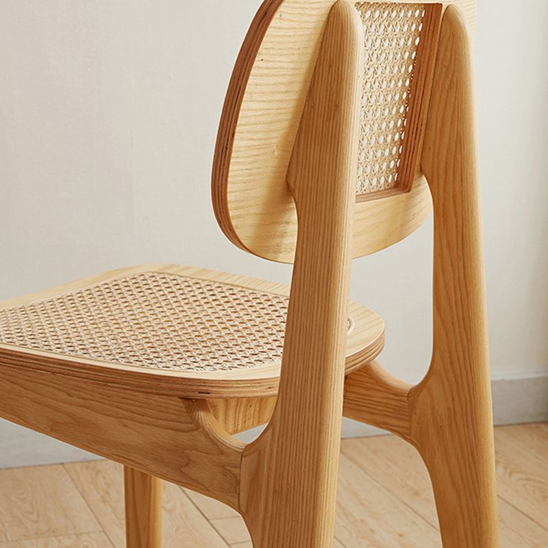 Rubber Wood Armless Dining Chairs Scandinavian Open Back Dining Side Chair