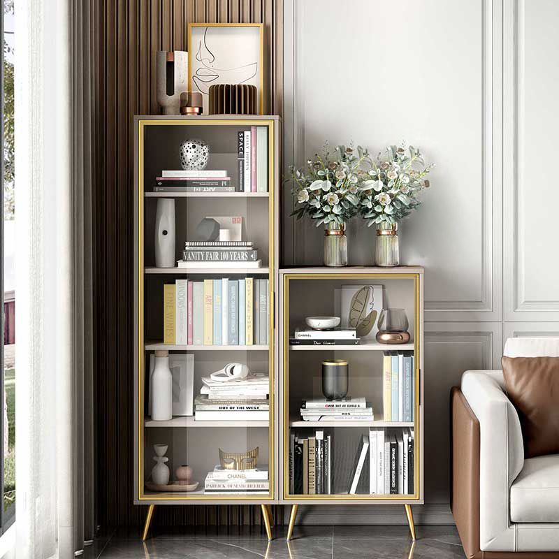 Glam Engineered Wood Bookcase Standard Closed Back Bookshelf with Cabinets