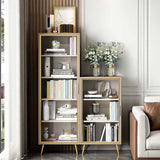 Glam Engineered Wood Bookcase Standard Closed Back Bookshelf with Cabinets