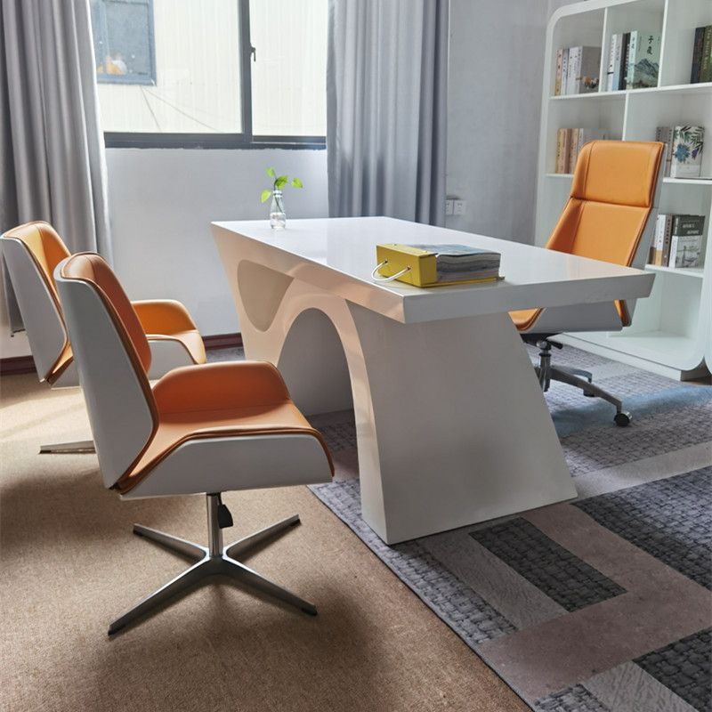 Faux Leather Adjustable Task Chair Silver Metal Base Contemporary Office Chair Clearhalo 'furn' 'furn_office_chair' 'Furniture' 'Office Chairs' 'Office Furniture' 'office_chair' 1200x1200_a6bc229d-2093-4ad7-b99b-7446bc06c3e9