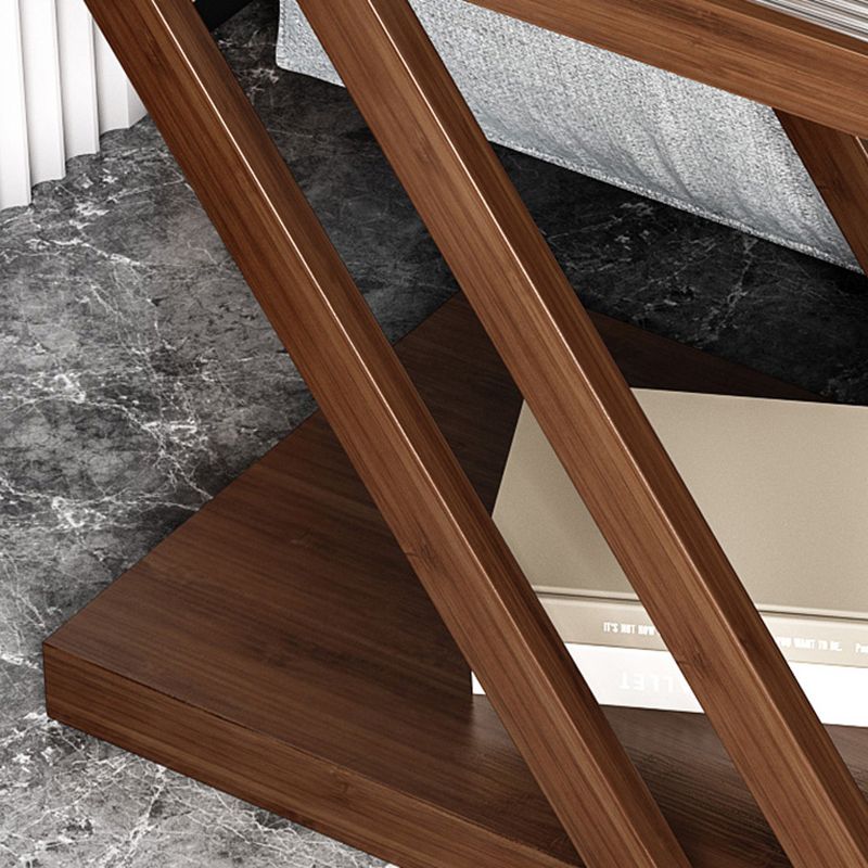 Rettangolare in legno in legno in vetro contemporaneo con tavolino