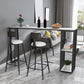 Mesa de bar rectangular de estilo industrial, mesa de comedor con barra de pedestal doble de mármol sintético