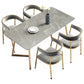 Metal Traditional Luxury Rectangle Table Sintered Stone Table with Sled Base Clearhalo ' dining_table' 'Dining Tables & Seating' 'Dining Tables' 'furn' 'furn_dining_table' 'Furniture' 'furniture_dining_table' 'Kitchen & Dining Furniture' 'kitchen&dining_furn' 'kitchen' 'kitchen_dining_table' 1200x1200_a6be6137-3e3d-4046-bde3-f2c353d00e21